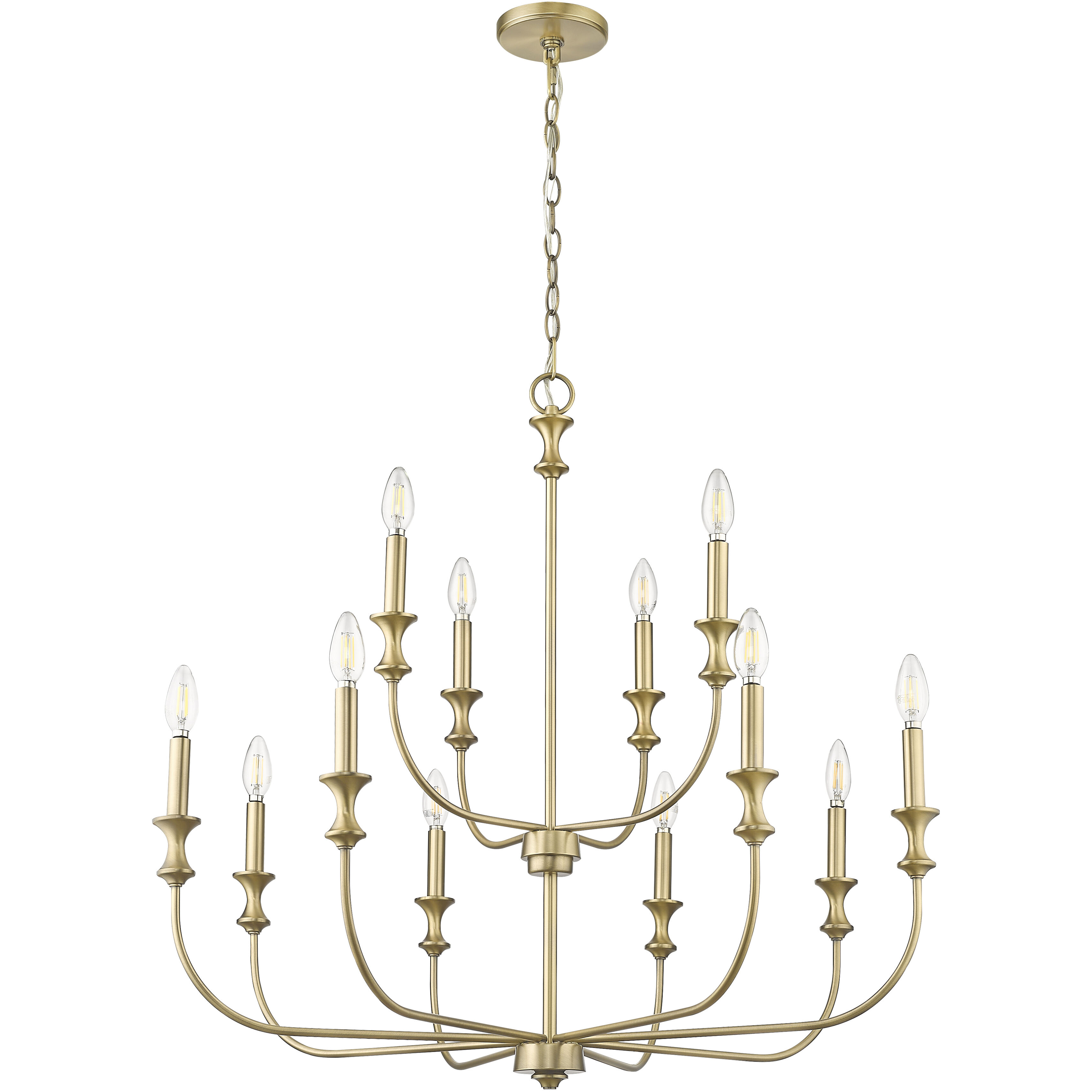 Savanne 12 Light 34 inch Vintage Brass Chandelier Ceiling Light